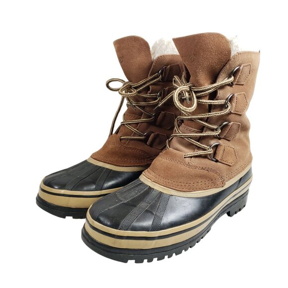 Sporto Men's Size 7 Winter Rubber Boots Black Brown - Picture 1 of 9